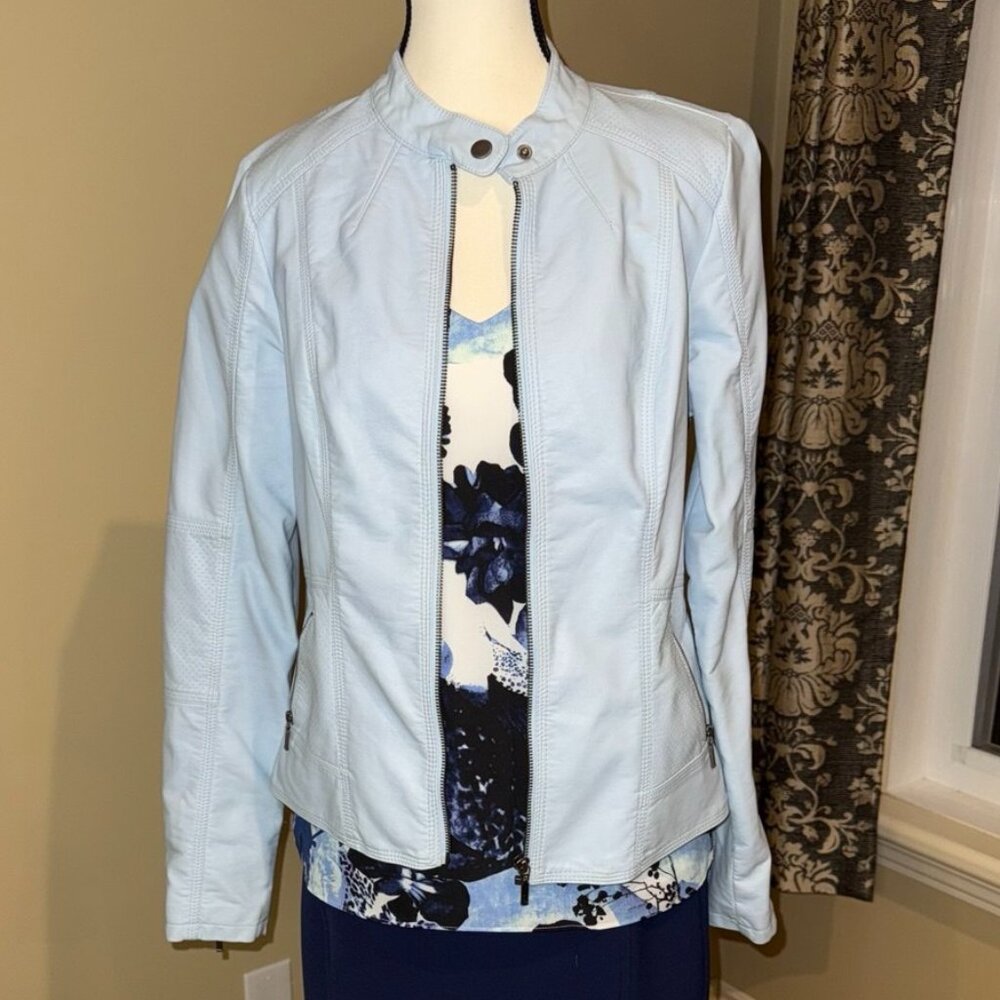 Baby blue faux leather jacket